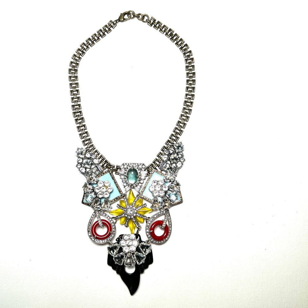 LuLu Frost by Lisa Salzer for J Crew multi colored crystal necklace